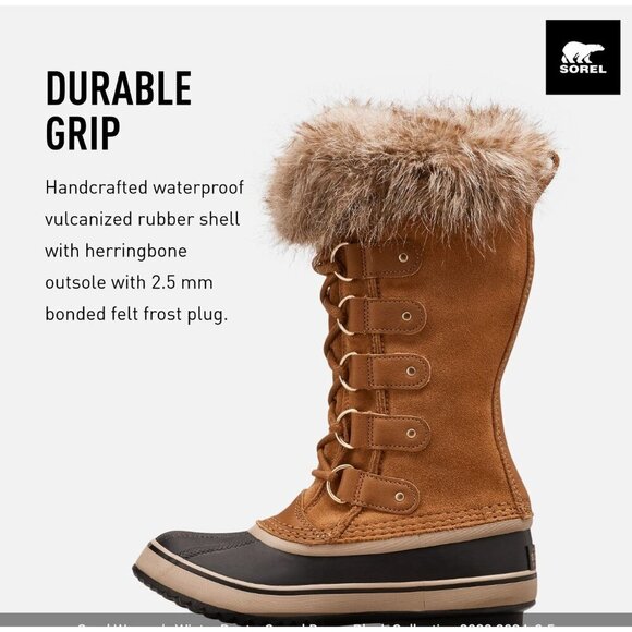 Sorel Joan Of Arctic Womens Waterproof Suede Boots Camel Black 8.5 NWT MSRP 240 - Picture 6 of 8